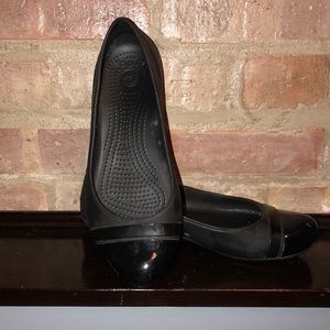 Black CROC flats
